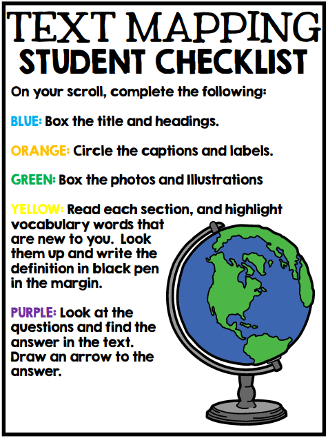 Text mapping student checklist
