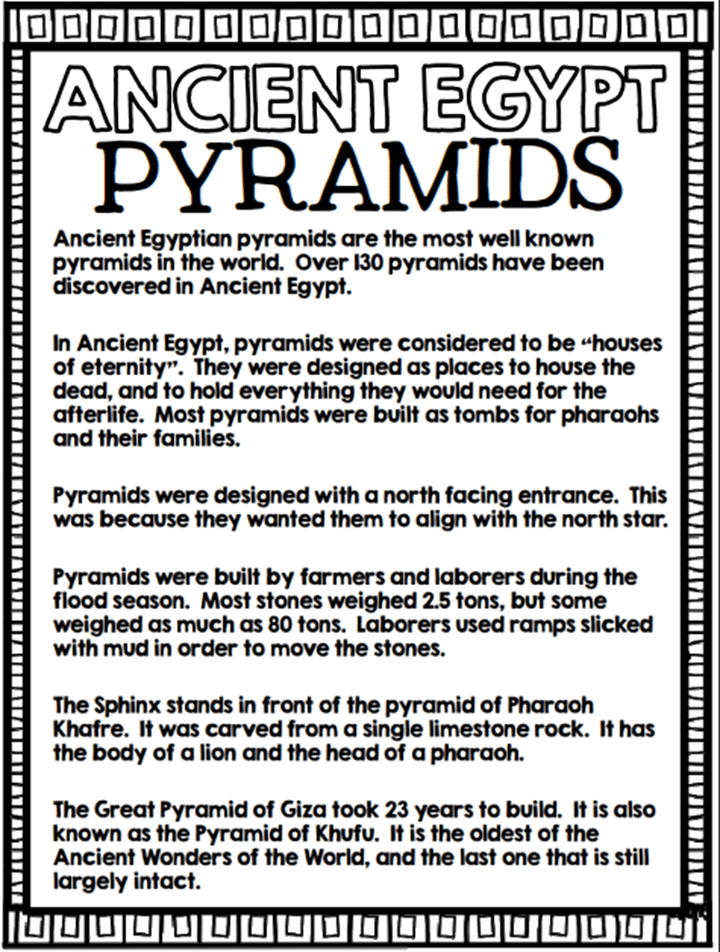 Pyramids of Ancient Egypt Worksheet