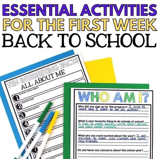 Back to School Activities for the First Week