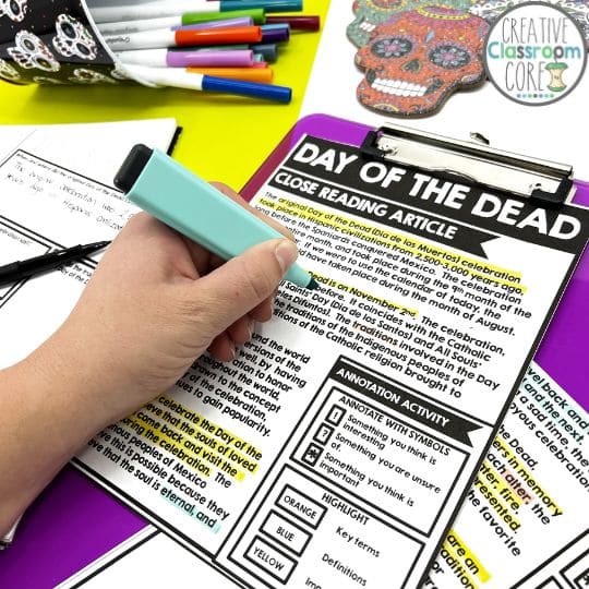 Day of the Dead close reading activities