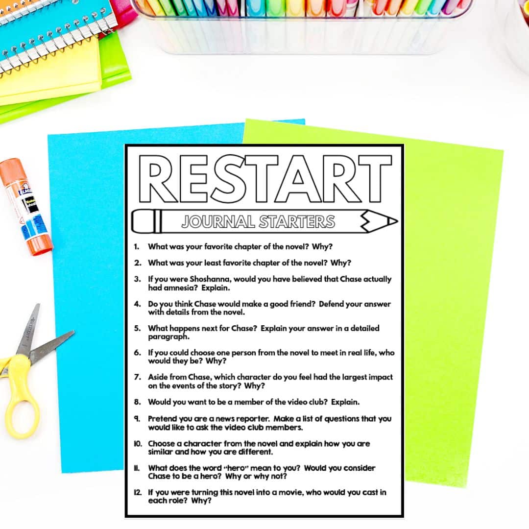 Restart Novel Study Ideas - Creative Classroom Core