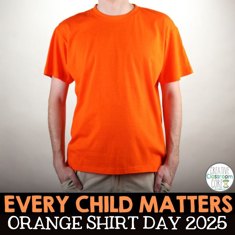 A person wearing an orange t-shirt stands against a plain background. Text reads: "Every Child Matters. Orange Shirt Day 2025," honoring the spirit of Orange Shirt Day 2024 and its ongoing message.