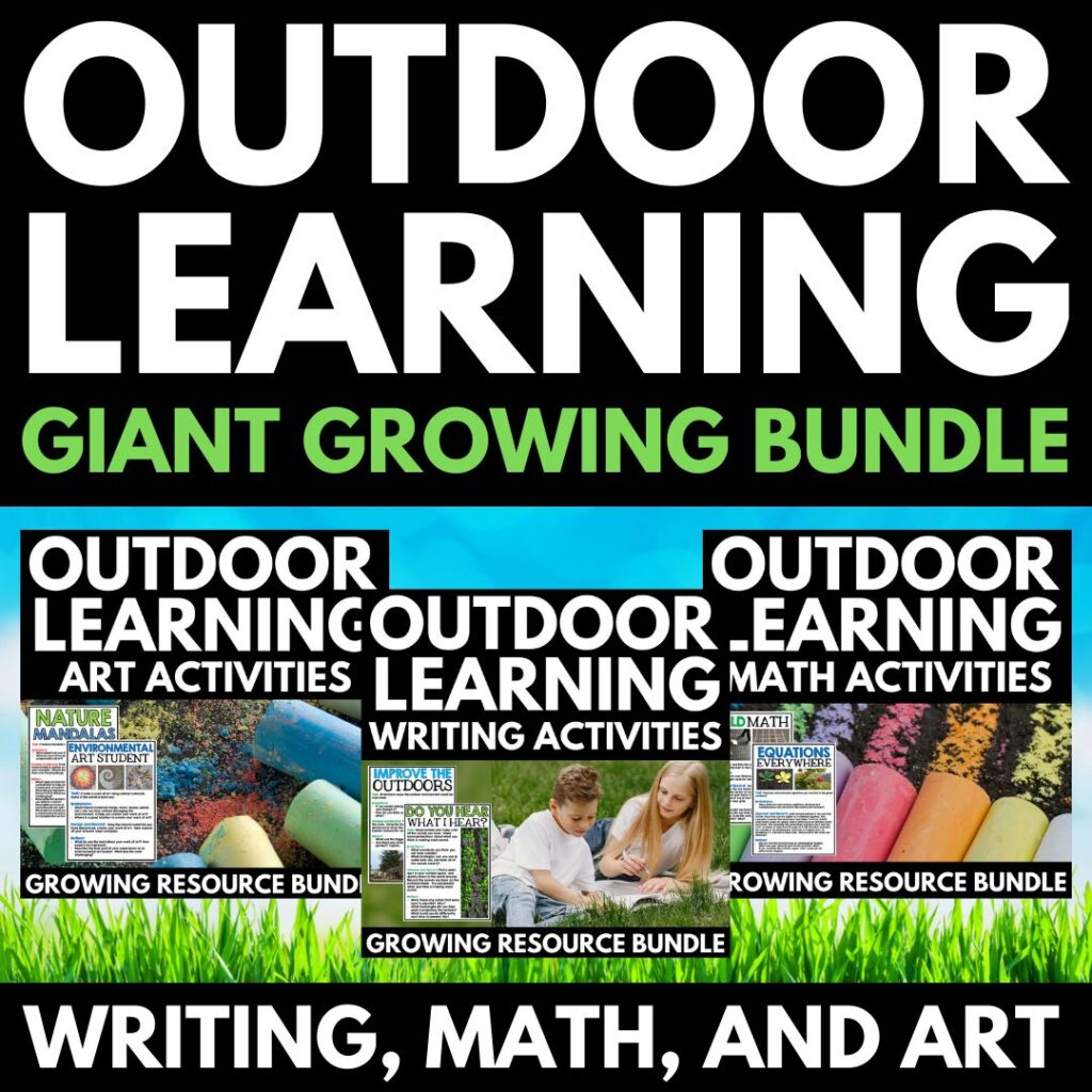 Outdoor learning giant growing bundle with brain break activities for upper elementary students.