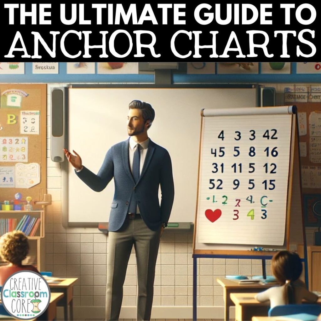Ultimate Guide cover depicting a teacher using anchor charts in a classroom setting.