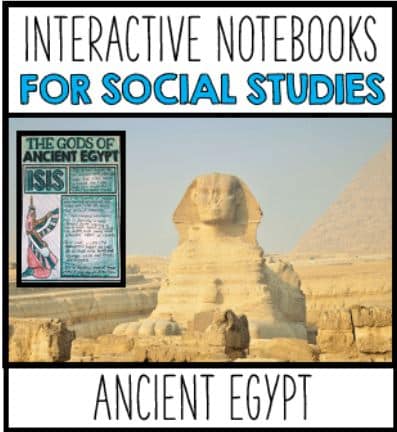 Educational material for social studies featuring the sphinx and a section on the gods of ancient Egypt, now included in an Ancient Egypt Interactive Notebook.